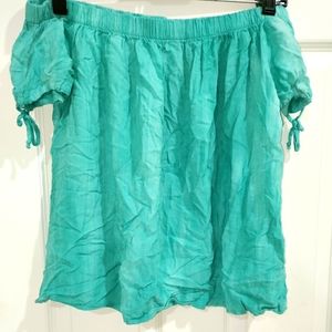 S Aquamarine Off-the-shoulder shirt